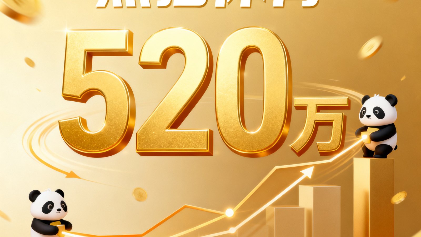 熊猫体育庆祝累计用户突破520万的宣传海报，金色数字520万醒目展示